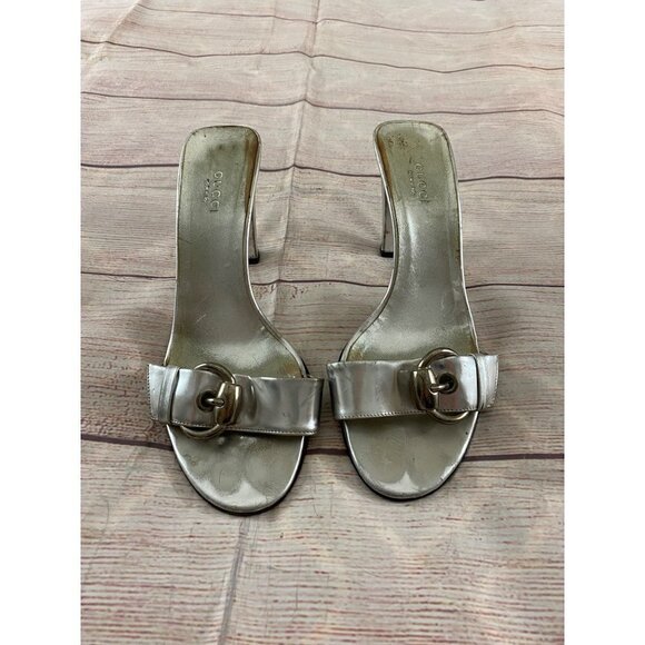 Gucci Women's Silver Slip Ons Mules - Have Wear And Tear - 8B - Picture 2 of 12